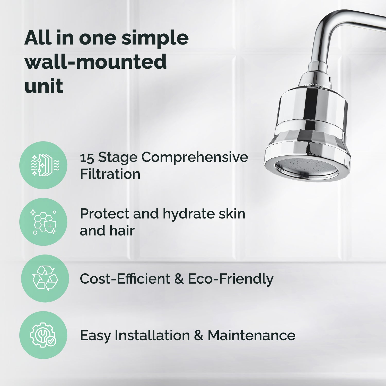 15-etapowa filtracja Ecolux Wall Shower Head