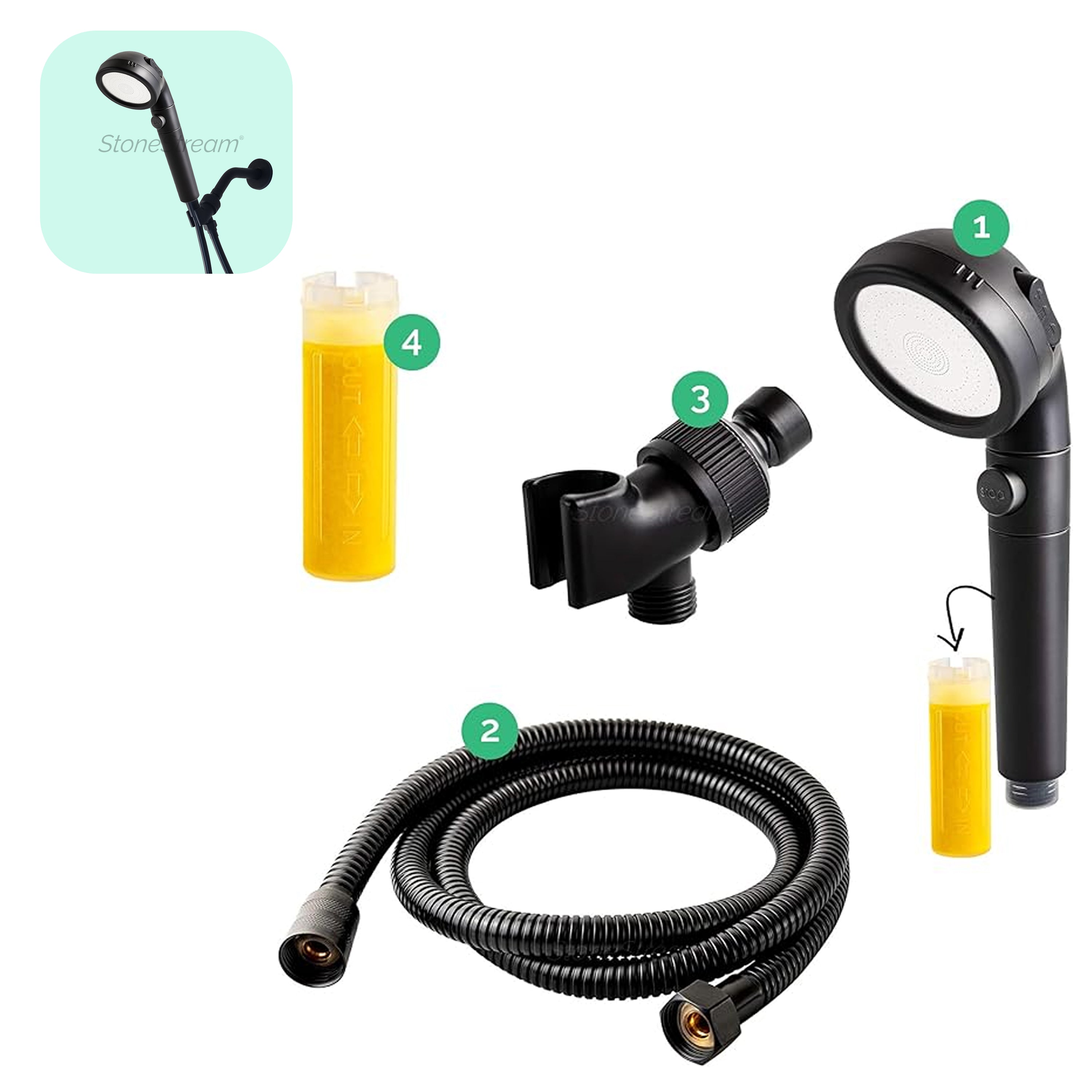 Black Vitamin C Shower Head