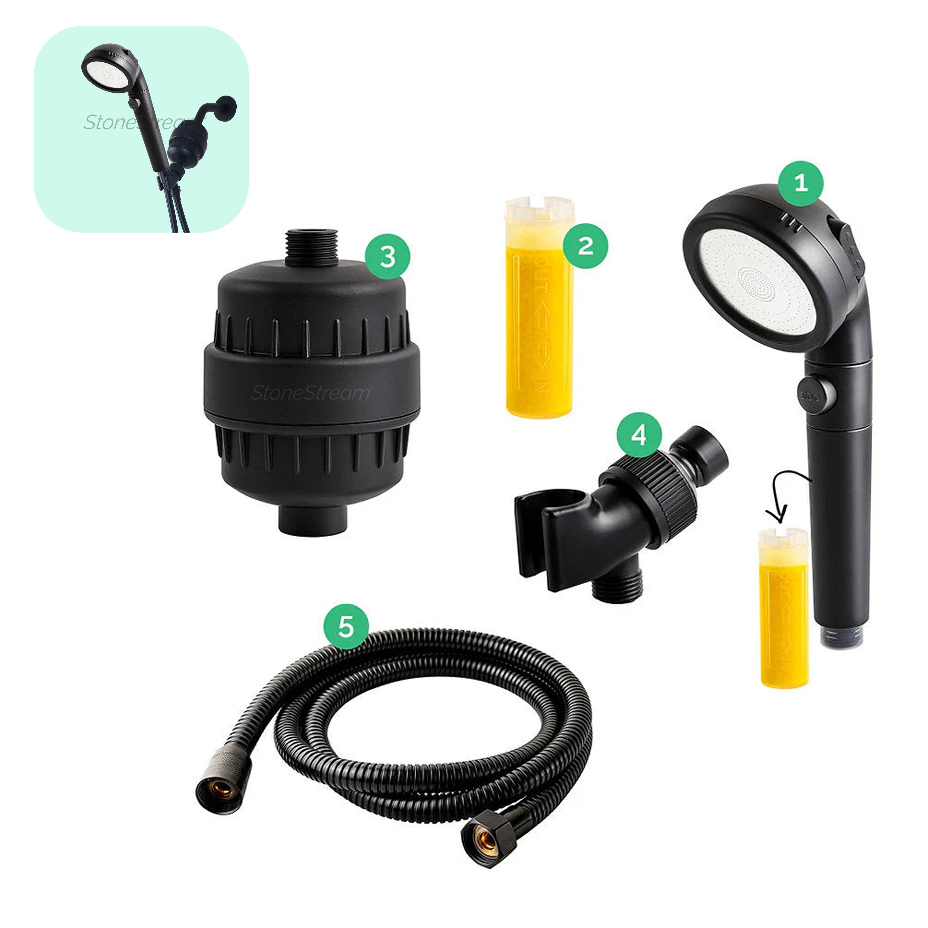 Black Vitamin C Shower Head