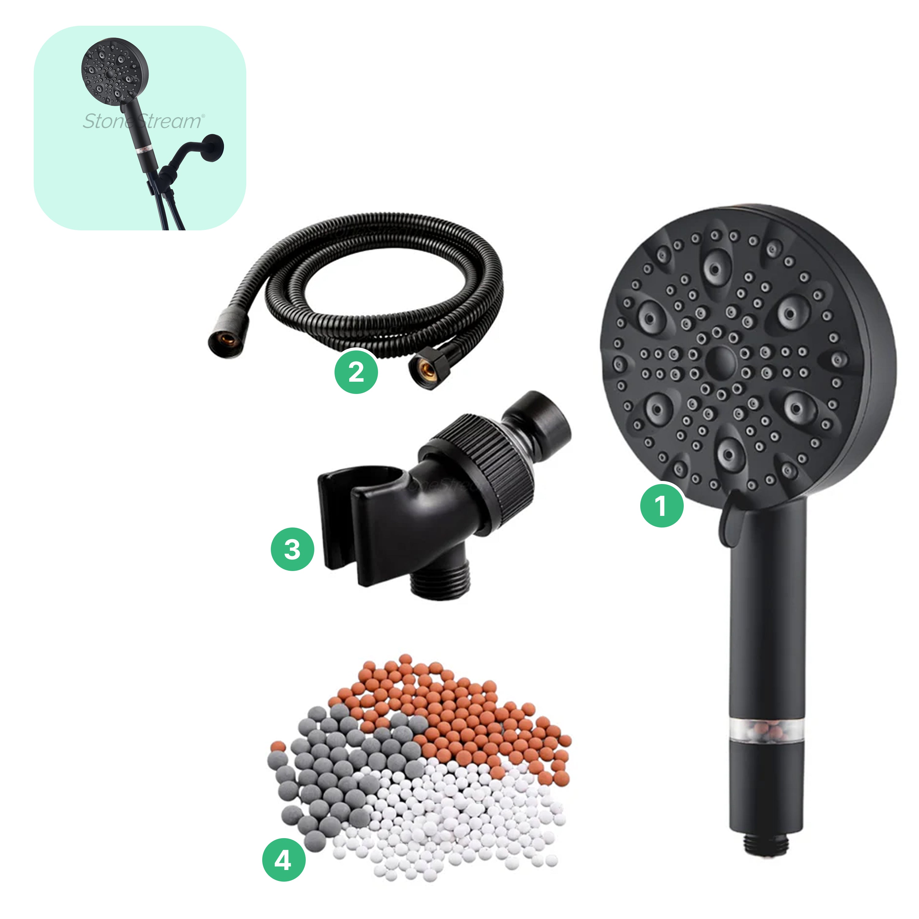 Ecolux 9-trybowy zestaw prysznicowy ze stali nierdzewnej + zestaw adapterów ściennych