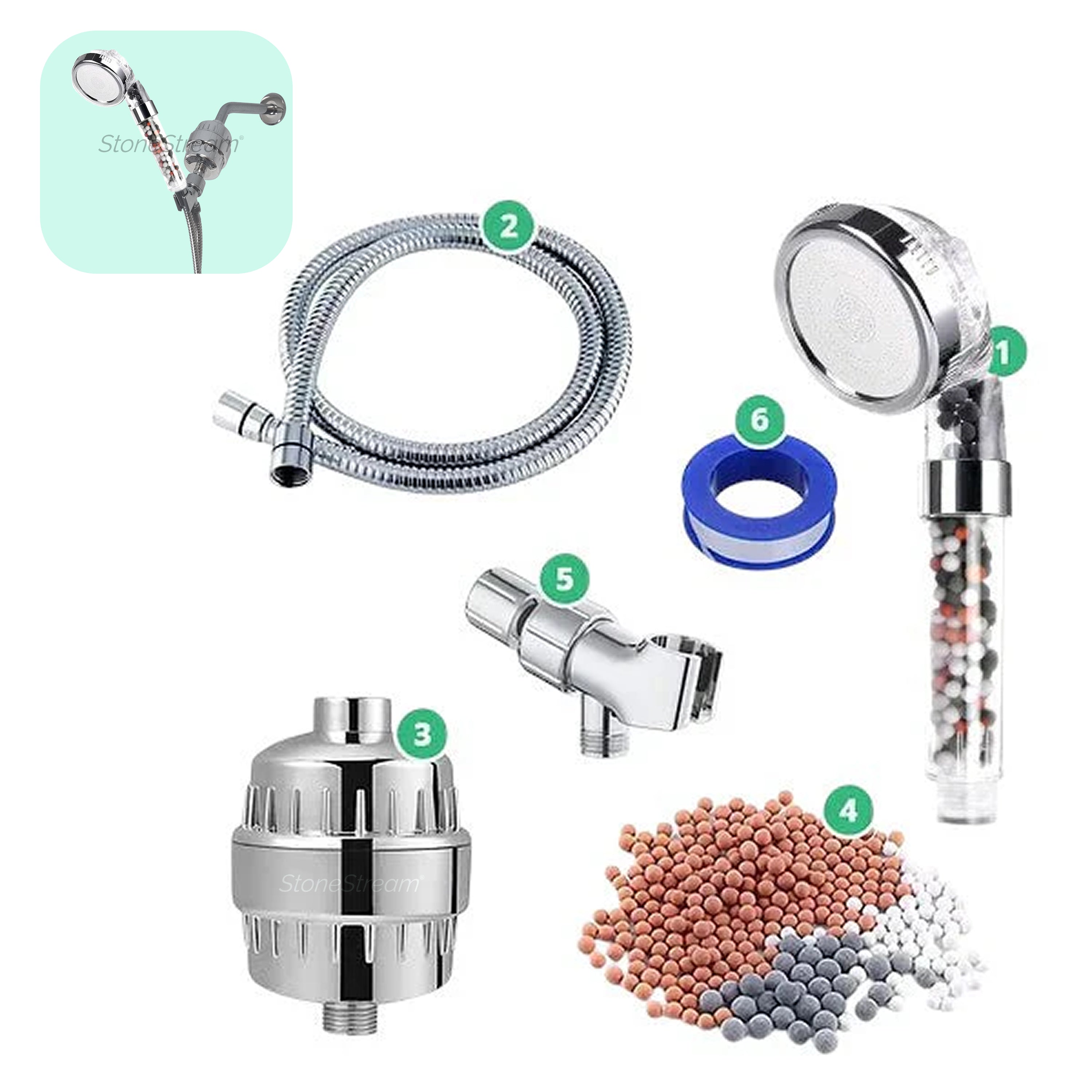 Kompatybilna z prysznicem elektrycznym głowica prysznicowa z filtrem jonowym Ecopower