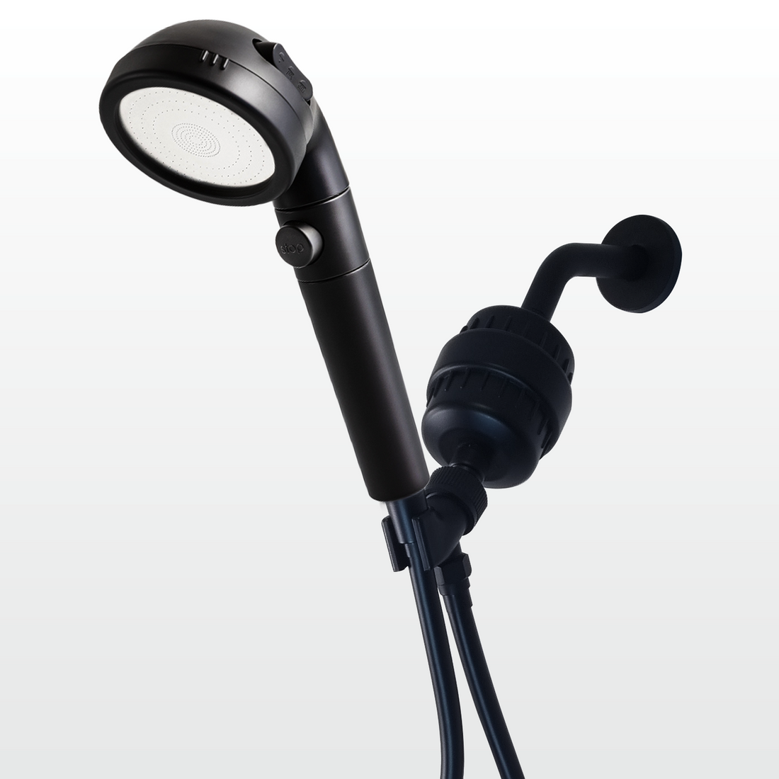 Czarna głowica prysznicowa Ecopower z zestawem do filtrowania twardej wody