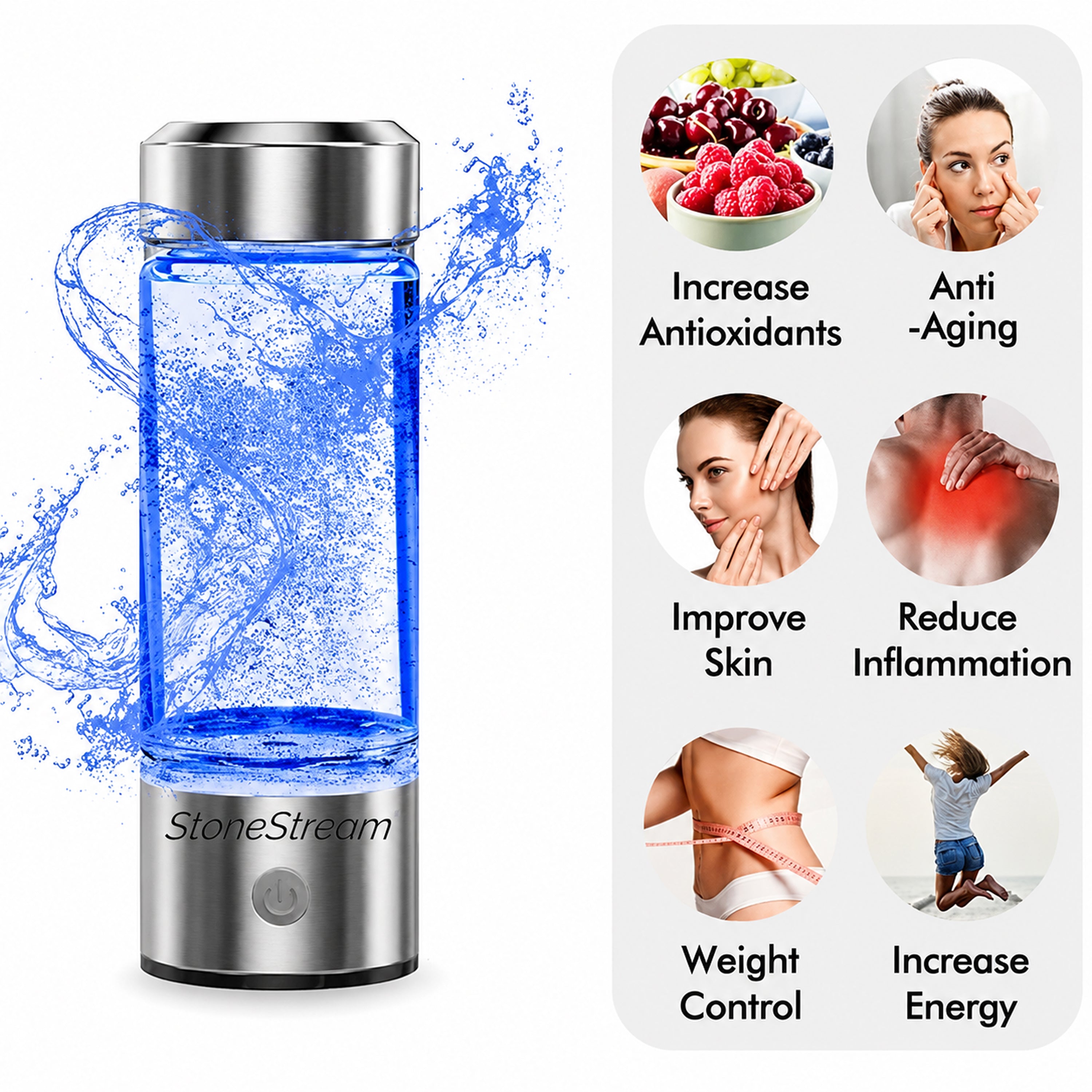 Ultimate Hydrogen Water Bottle 420ml (14.2 oz) | Słuchawka prysznicowa StoneStream