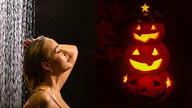 Idées de décoration de salle de bain sur le thème d'Halloween avec des accessoires effrayants