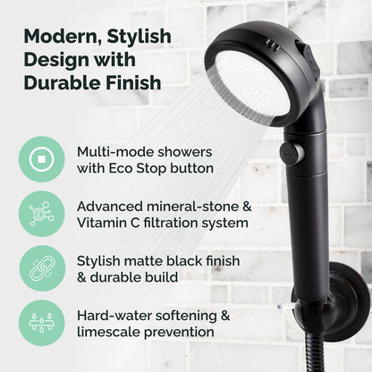 Black Vitamin C Shower Head