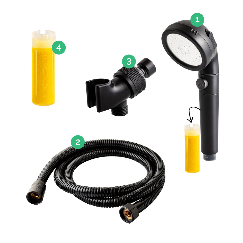 Ecopower 4-w-1 witamina C Black Prysznicowy zestaw prysznicowy