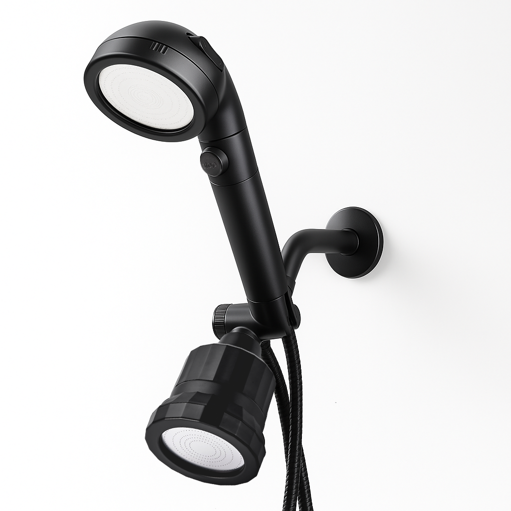 Czarna głowica prysznicowa Ecopower