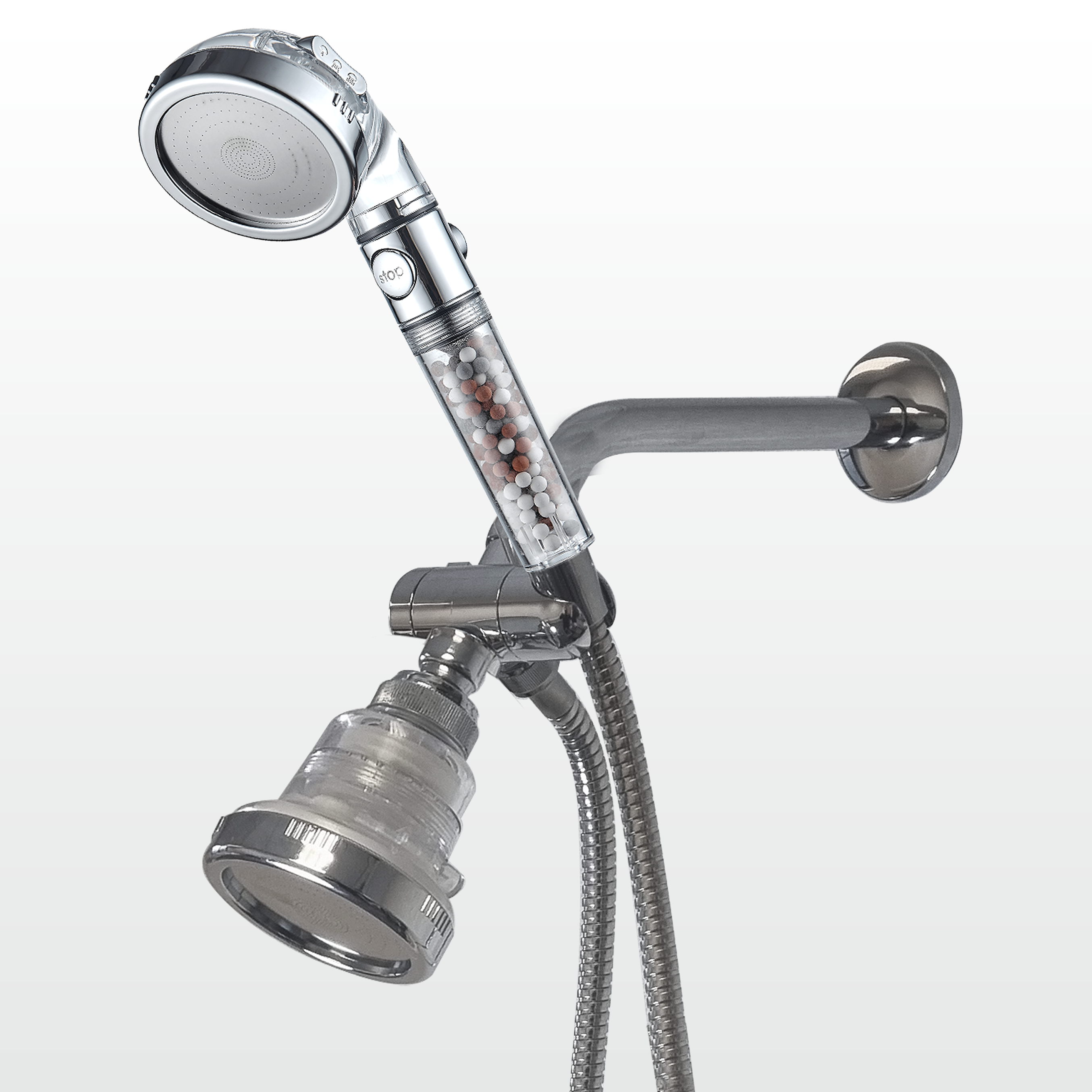 Wysokociśnieniowa ręczna głowica prysznicowa + ścienna głowica prysznicowa