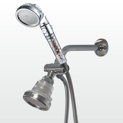 Wysokociśnieniowa ręczna głowica prysznicowa + ścienna głowica prysznicowa