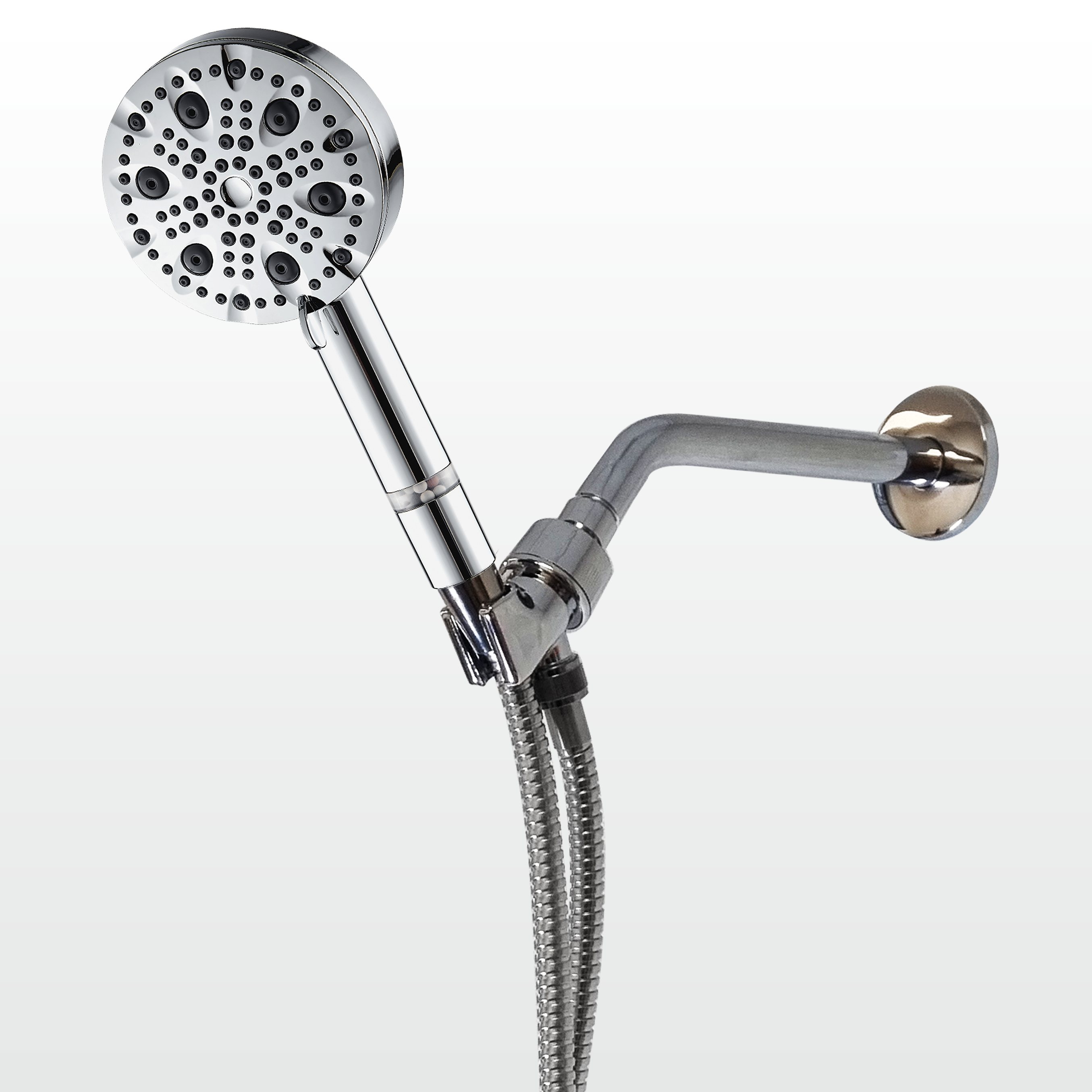 Adapter ścienny EcoLux 4 w 1 w wersji chromowanej z 9 trybami ze stali nierdzewnej