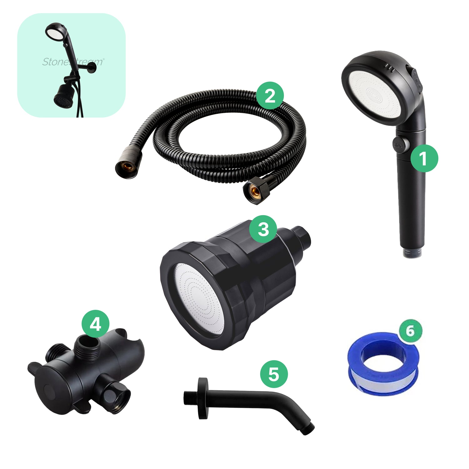 High Pressure Handheld Shower Head + Wall Showerhead Combo